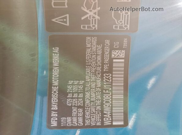 WBA4W9C08LFJ11233 2020 BMW 4 SERIES Turquoise Engine compartment view