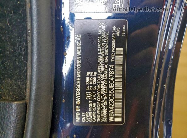 WBA4Z3C55JEC47874 2018 BMW 4 SERIES Blue Vista del compartimento del motor