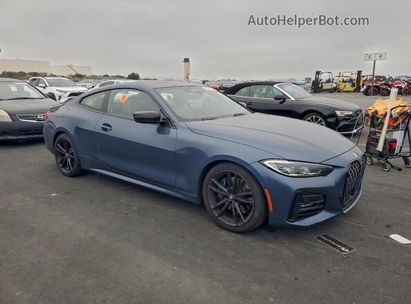 WBA53AP02MCF33982 2021 BMW 4 SERIES Синий Передняя правая четверть