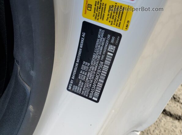 WBA53AP05MCF87504 2021 BMW 4 SERIES White Vista del compartimento del motor