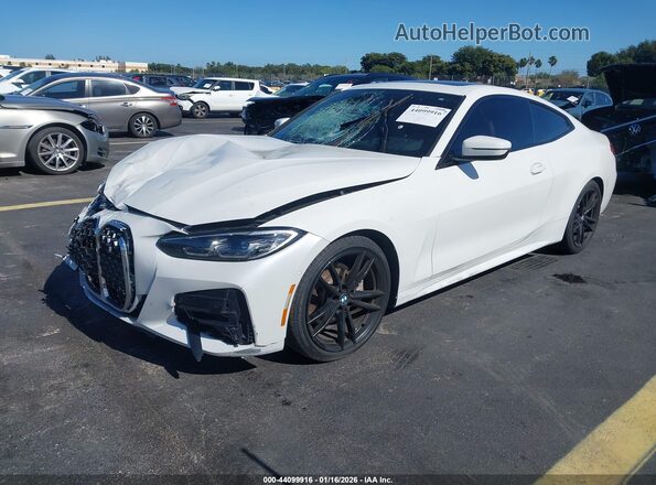 WBA53AP05MCG53436 2021 BMW 4 SERIES White Առջևի ձախ երեք քառորդ տեսարան