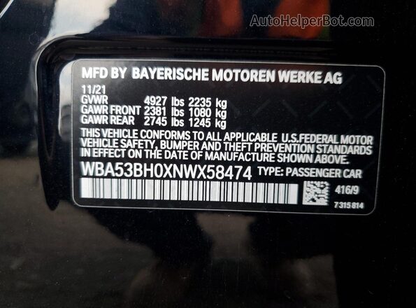 WBA53BH0XNWX58474 2022 BMW 5 SERIES Black Widok komory silnika