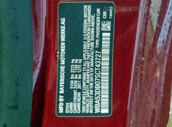 WBA53DB07SCT43727 2025 BMW 4 SERIES Burgundy Вид підкапотного простору
