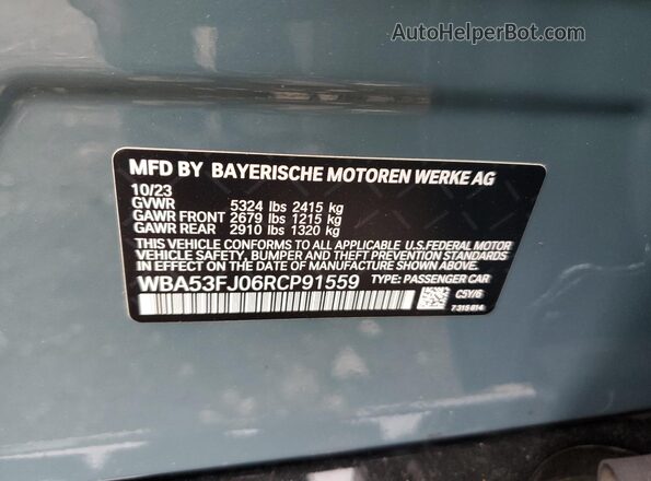 WBA53FJ06RCP91559 2024 BMW 5 SERIES Blue Engine compartment view