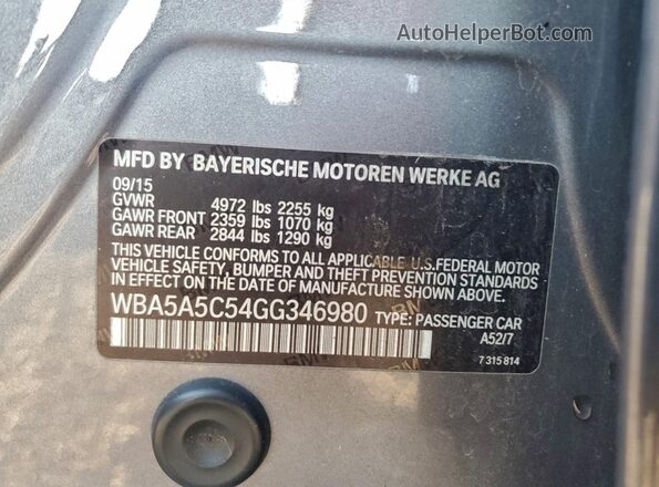 WBA5A5C54GG346980 2016 BMW 5 SERIES Gray Вид підкапотного простору