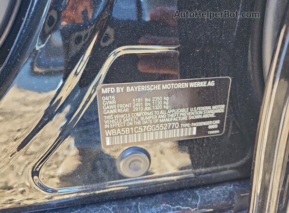 WBA5B1C57GG552770 2016 BMW 5 SERIES Black Widok komory silnika
