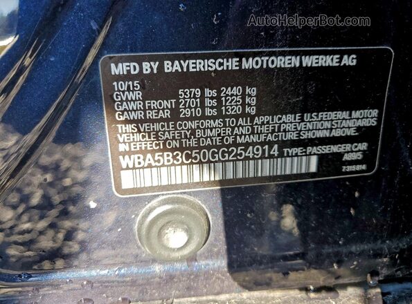 WBA5B3C50GG254914 2016 BMW 5 SERIES Blue Vista del compartimento del motor