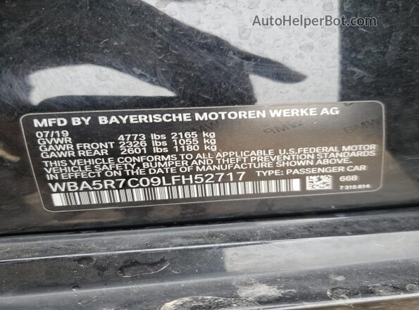 WBA5R7C09LFH52717 2020 BMW 3 SERIES Black ძრავის განყოფილების ხედი