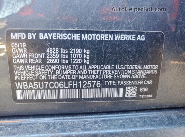 WBA5U7C06LFH12576 2020 BMW M3 Gray Engine compartment view