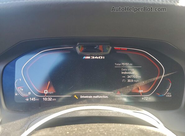 WBA5U7C06LFH12576 2020 BMW M3 Gray Instrument cluster view