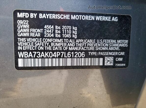 WBA73AK04P7L61206 2023 BMW 2 SERIES Silver Vista del compartimento del motor