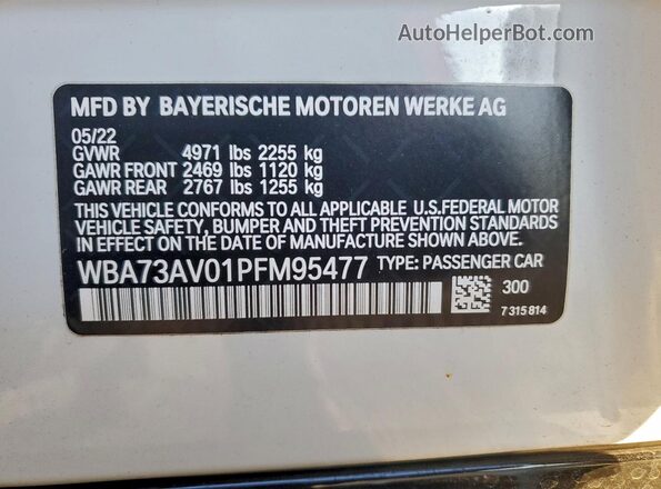 WBA73AV01PFM95477 2023 BMW 4 SERIES White Vista del compartimento del motor