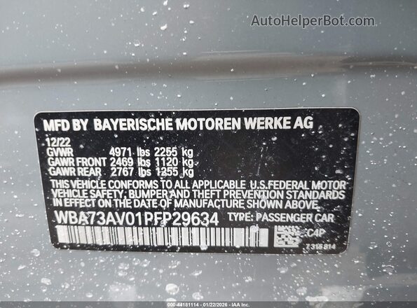 WBA73AV01PFP29634 2023 BMW 4 SERIES Gray Вид підкапотного простору