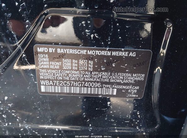 WBA7E2C57HG740096 2017 BMW 7 SERIES Black Вид підкапотного простору