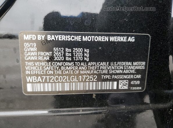 WBA7T2C02LGL17252 2020 BMW 7 SERIES Черный Вид подкапотного пространства