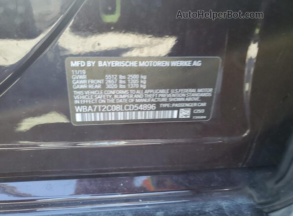 WBA7T2C08LCD54896 2020 BMW 7 SERIES Purple Vista de la etiqueta del VIN