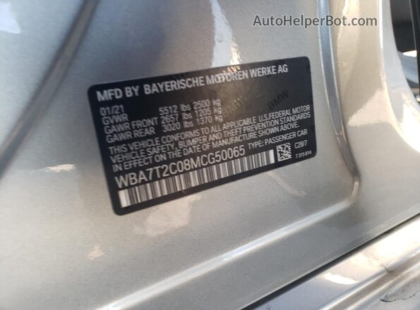 WBA7T2C08MCG50065 2021 BMW 7 SERIES Серый Вид наклейки с VIN-кодом