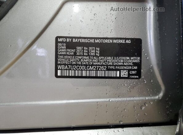 WBA7U2C00LGM27262 2020 BMW 7 SERIES Silver Widok komory silnika
