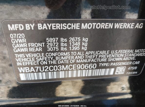 WBA7U2C03MCE90660 2021 BMW 7 SERIES Black Շարժիչի բաժամունքի տեսք