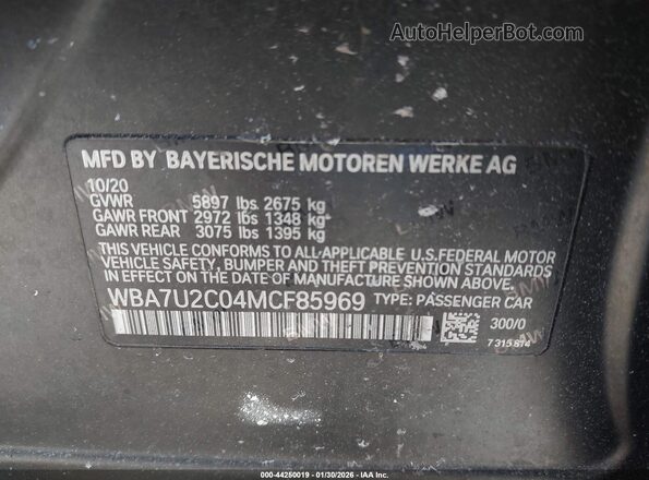 WBA7U2C04MCF85969 2021 BMW 7 SERIES Black Вид підкапотного простору