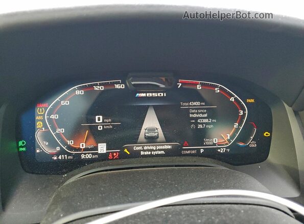WBABC4C00PCL83317 2023 BMW M8 Green Instrument cluster view