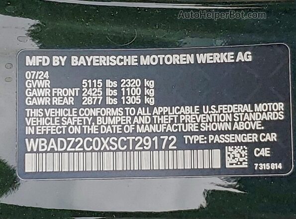 WBADZ2C0XSCT29172 2025 BMW 8 SERIES Green Вид підкапотного простору
