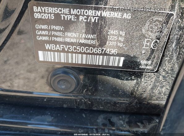 WBAFV3C50GD687436 2016 BMW 5 SERIES Black Vista del compartimento del motor