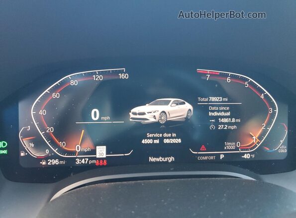 WBAGV4C00LCE52603 2020 BMW 8 SERIES White Вид щитка приладів