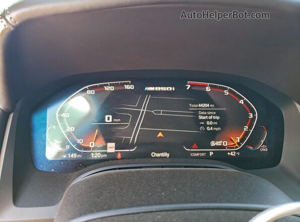 WBAGV8C03MCF72095 2021 BMW M8 Gray Instrument cluster view