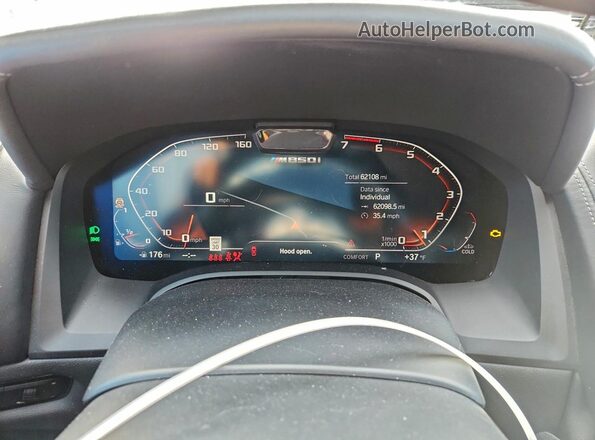 WBAGV8C06NCH89965 2022 BMW M8 Black Instrument cluster view