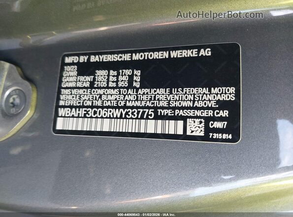 WBAHF3C06RWY33775 2024 BMW Z4 Gray 