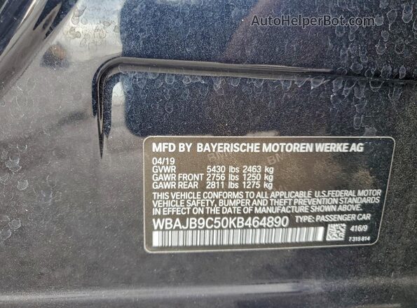 WBAJB9C50KB464890 2019 BMW M5 Black Engine compartment view