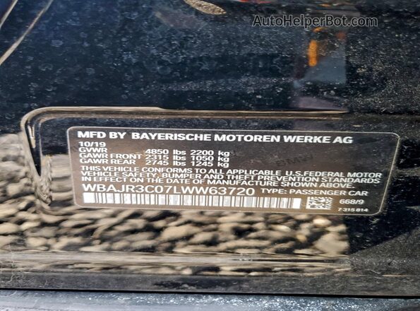 WBAJR3C07LWW63720 2020 BMW 5 SERIES Черный Вид подкапотного пространства