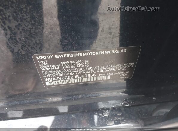 WBAJV6C58JBJ99656 2018 BMW 6 SERIES Black Vista del compartimento del motor