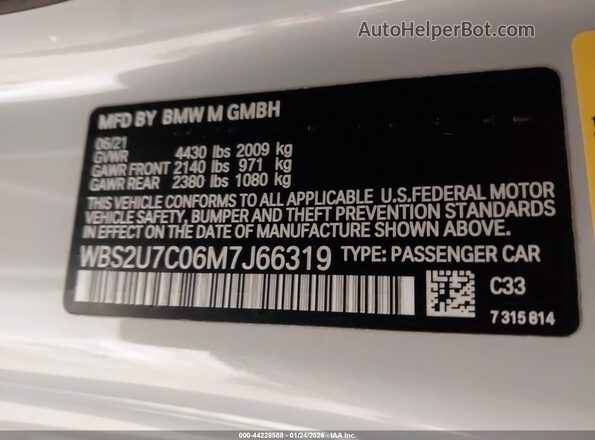 WBS2U7C06M7J66319 2021 BMW M2 Gray Շարժիչի բաժամունքի տեսք