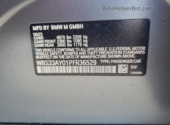 WBS33AY01PFR36529 2023 BMW M3 Серый Вид подкапотного пространства