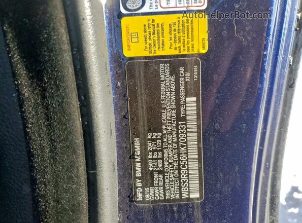 WBS3R9C56HK709331 2017 BMW M4 Синий Вид подкапотного пространства