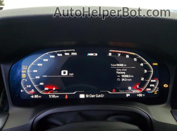 WBS43AY09NFL67236 2022 BMW M3 Gray Instrument cluster view