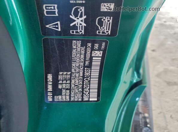 WBS43AZ07PCL18037 2023 BMW M4 Green Engine compartment view