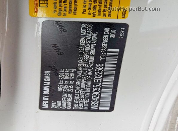 WBS4Z9C55JED22586 2018 BMW M4 White Engine compartment view
