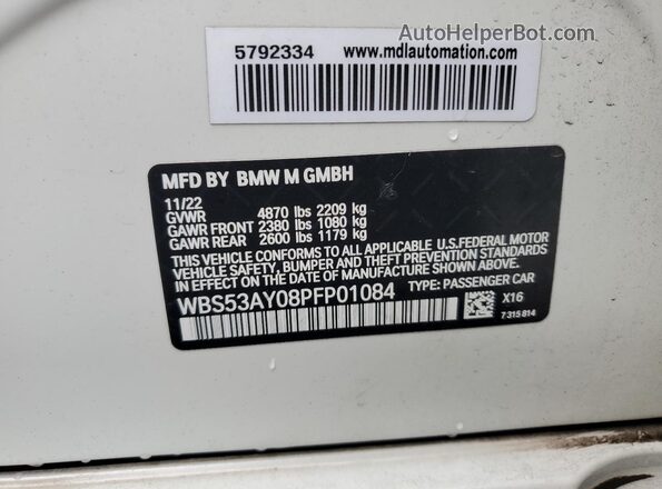 WBS53AY08PFP01084 2023 BMW M3 White ძრავის განყოფილების ხედი