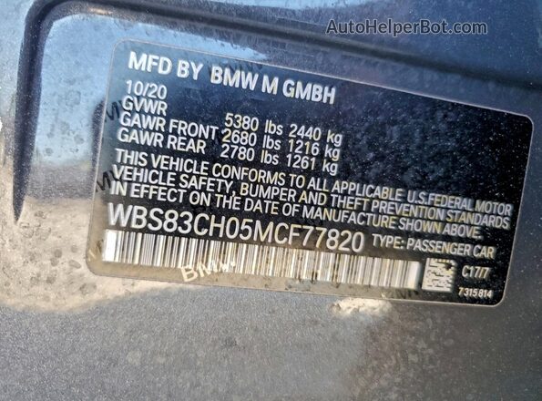 WBS83CH05MCF77820 2021 BMW M5 Gray Вид підкапотного простору