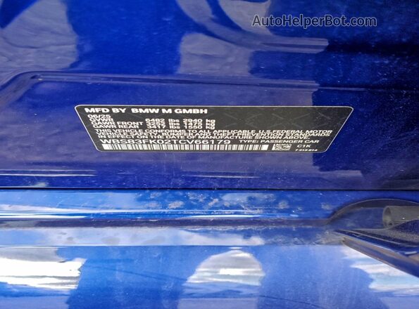 WBS83FK02TCV66179 2026 BMW M5 Blue VIN sticker view