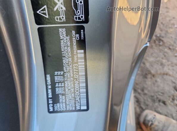 WBSAE0C08NCJ27773 2022 BMW M8 Gray 