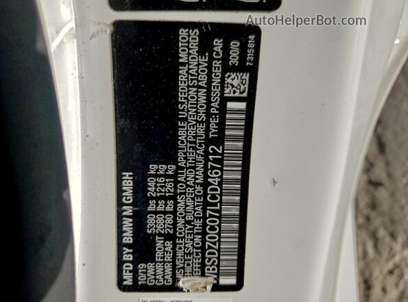 WBSDZ0C07LCD46712 2020 BMW M8 White Widok komory silnika
