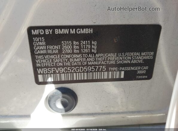 WBSFV9C52GD595775 2016 BMW M5 White Вид підкапотного простору