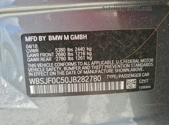 WBSJF0C50JB282780 2018 BMW M5 Серый 