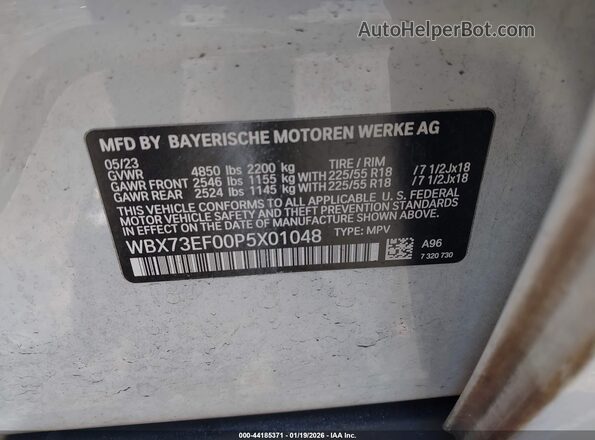 WBX73EF00P5X01048 2023 BMW X1 White Շարժիչի բաժամունքի տեսք