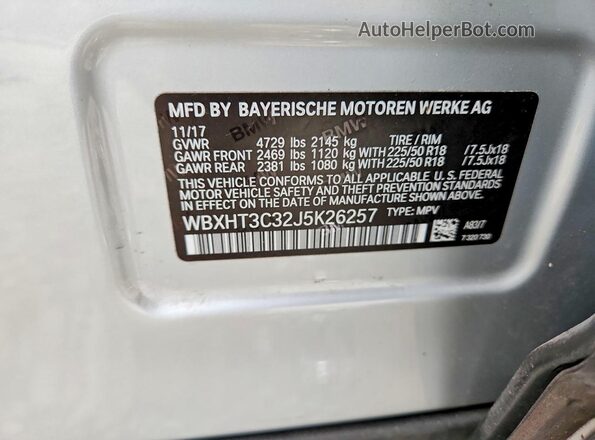 WBXHT3C32J5K26257 2018 BMW X1 Silver Շարժիչի բաժամունքի տեսք