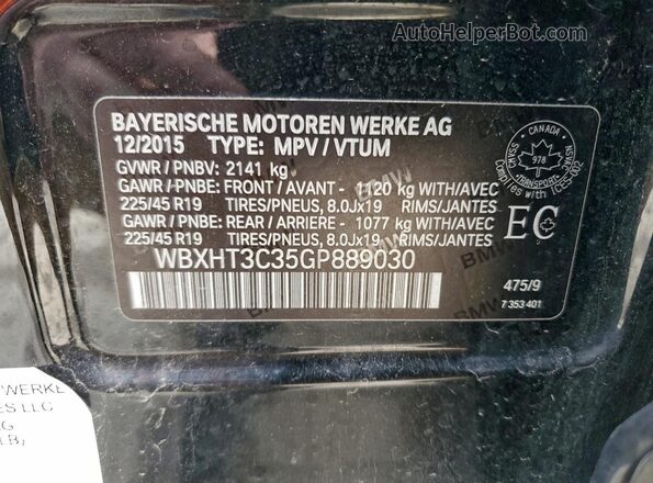 WBXHT3C35GP889030 2016 BMW X1 Черный Вид наклейки с VIN-кодом
